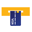 An illustration of a Visa card inserted into an ATM slot.
