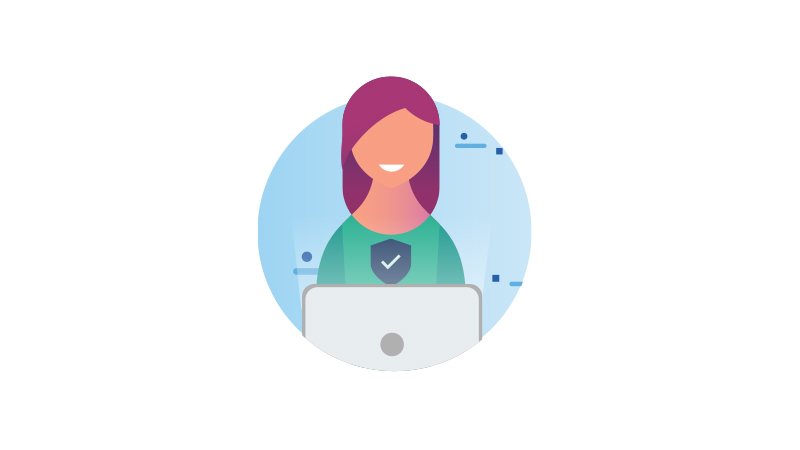 Graphic of happy customer receiving 3-D Secure authentication alert.